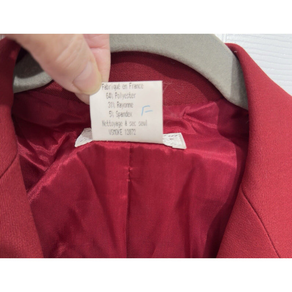 Vintage Vertigo Blazer Jacket Womens Size L Paris France Red Button Front - Picture 5 of 8